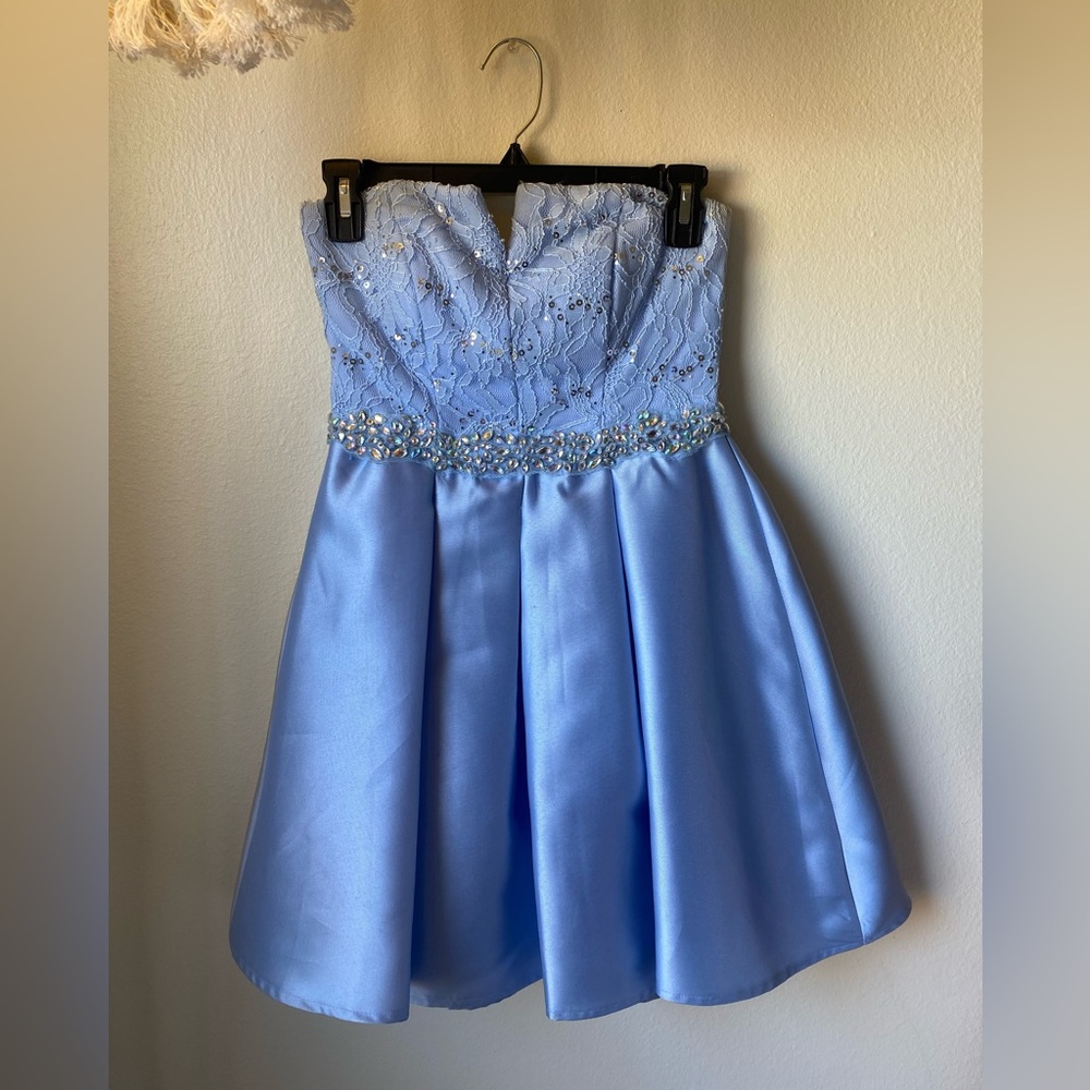 Strapless Blue Mini Dress